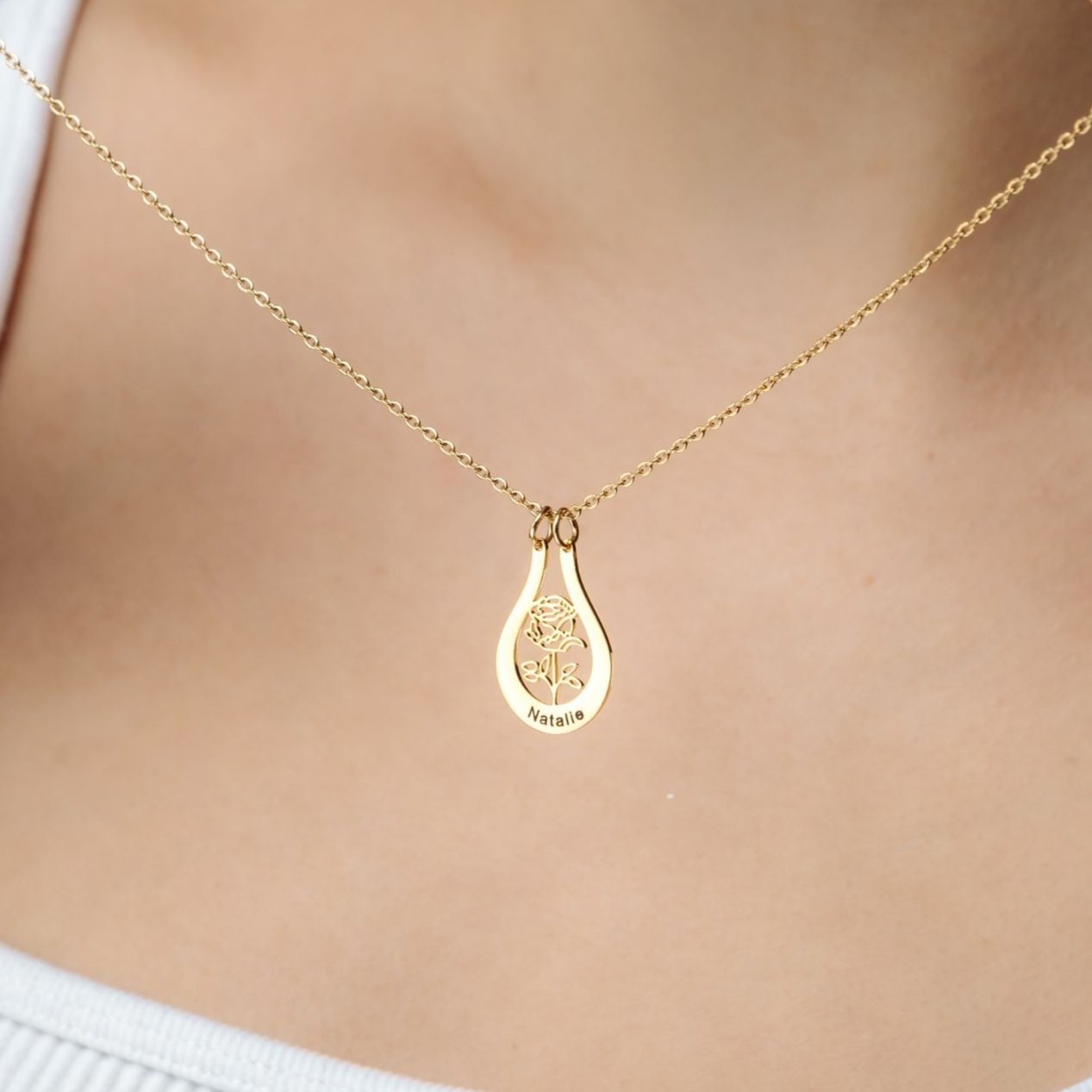 Brother & Sisters Necklace Birth Flower Name Necklace