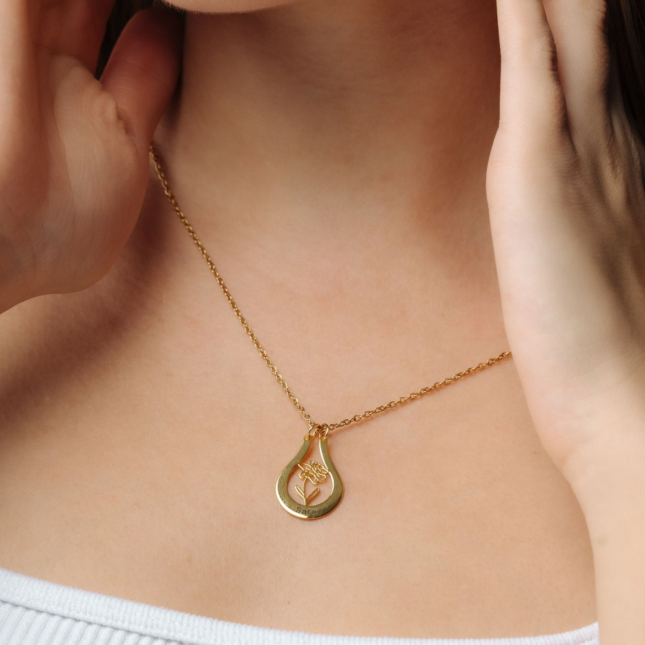 Brother & Sisters Necklace Birth Flower Name Necklace