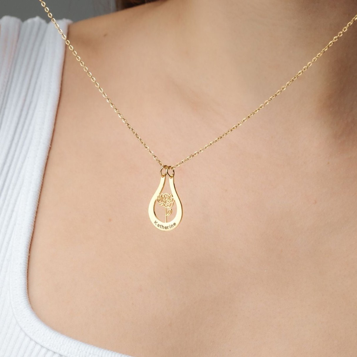Brother & Sisters Necklace Birth Flower Name Necklace