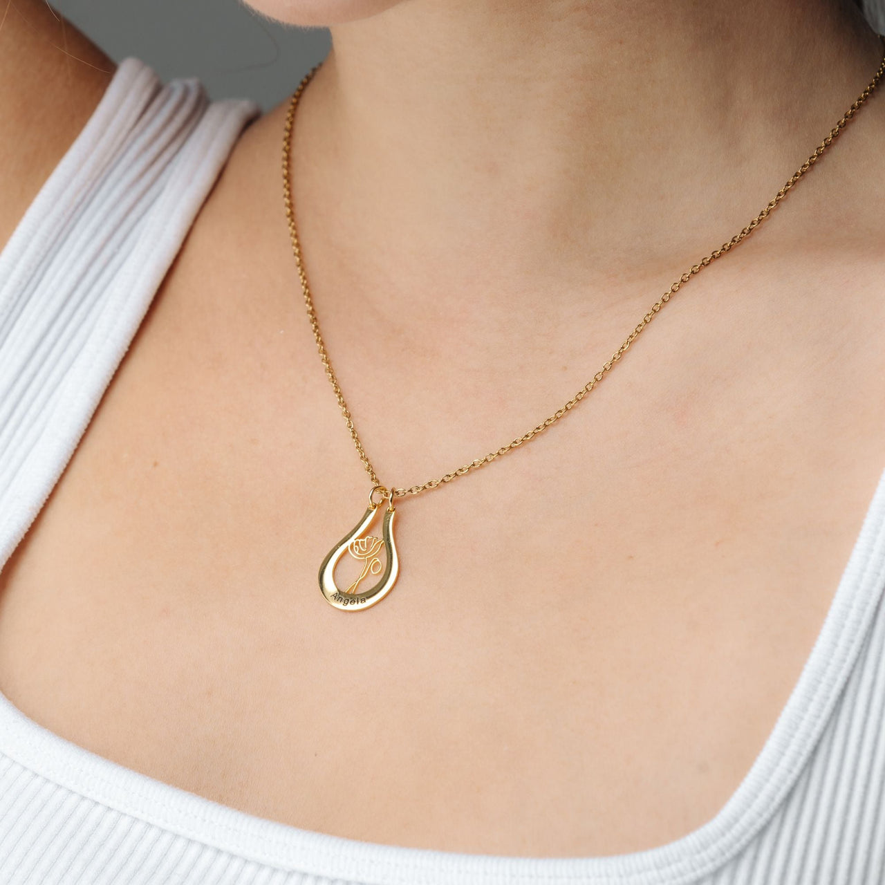 Brother & Sisters Necklace Birth Flower Name Necklace