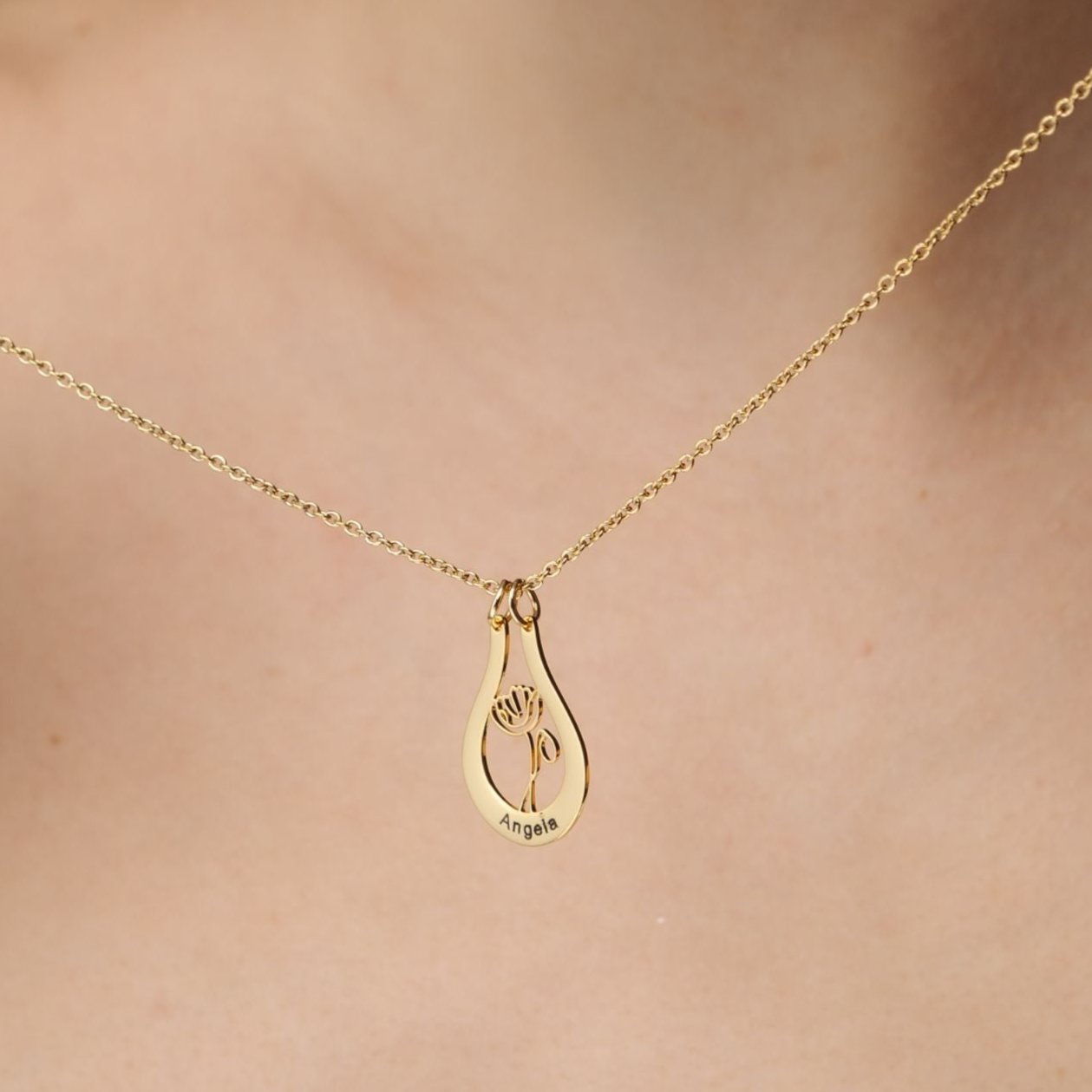 Brother & Sisters Necklace Birth Flower Name Necklace