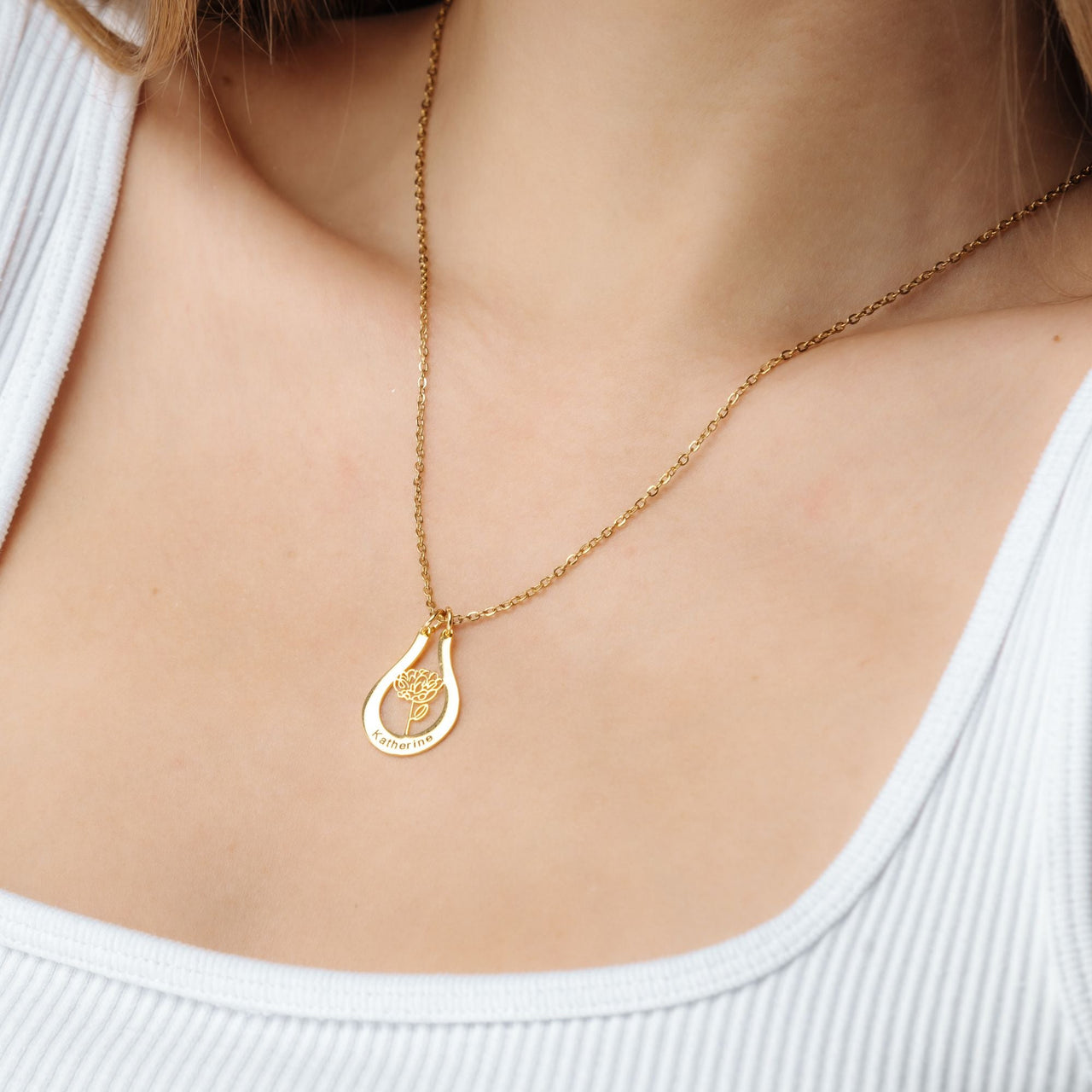 Brother & Sisters Necklace Birth Flower Name Necklace