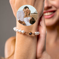 Thumbnail for Beaded Personalized Photo Bracelet - Personalized Gift - Custom Jewelry - Custom Bracelet Picture - Personalised Photo Gift Bracelet Rose Gold Brother & Sisters