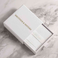 Thumbnail for Brother & Sisters gift box for the Circular Photo Necklace, elegant white packaging with gold lettering.