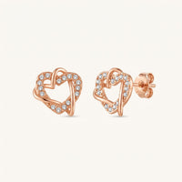 Thumbnail for Herz ohrstecker — Produktfoto auf weißem Hintergrund, Roségold | SKU: 419593-rose-gold
