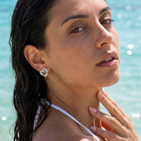 Thumbnail for Herz ohrstecker — im Wasser getragen, wasserfest, Silber | SKU: 4478648-platinum-plated-clear