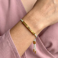 Thumbnail for Stoffarmband — Nahaufnahme der Details, Gold | SKU: lanature-g