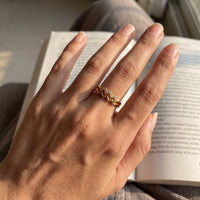 Thumbnail for Verstellbarer ring — getragen, echte Größe, Gold | SKU: lezigzag