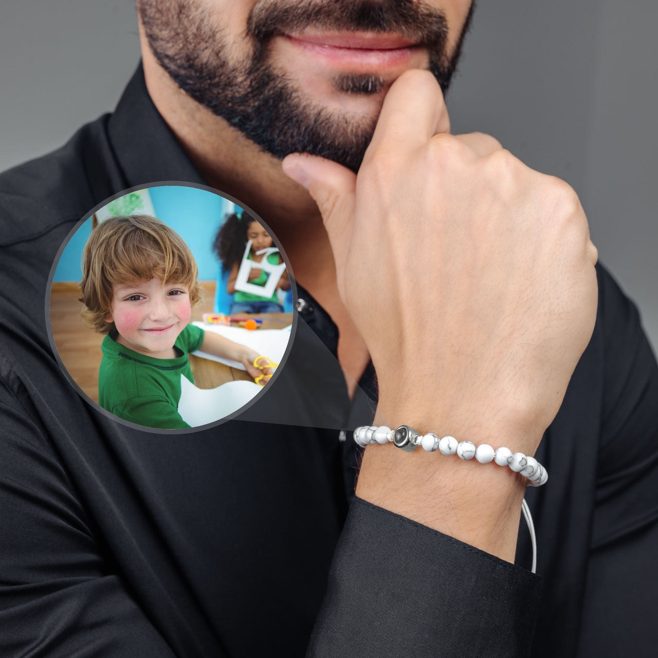 Man Bracelet - Men's Personalised Bracelet - Minimalist Personalized Photo Bracelet - Personalized Gift for Men - Custom Jewelry for Him - Custom Bracelet Picture - Personalised Photo Gift Bracelet Brother & Sisters