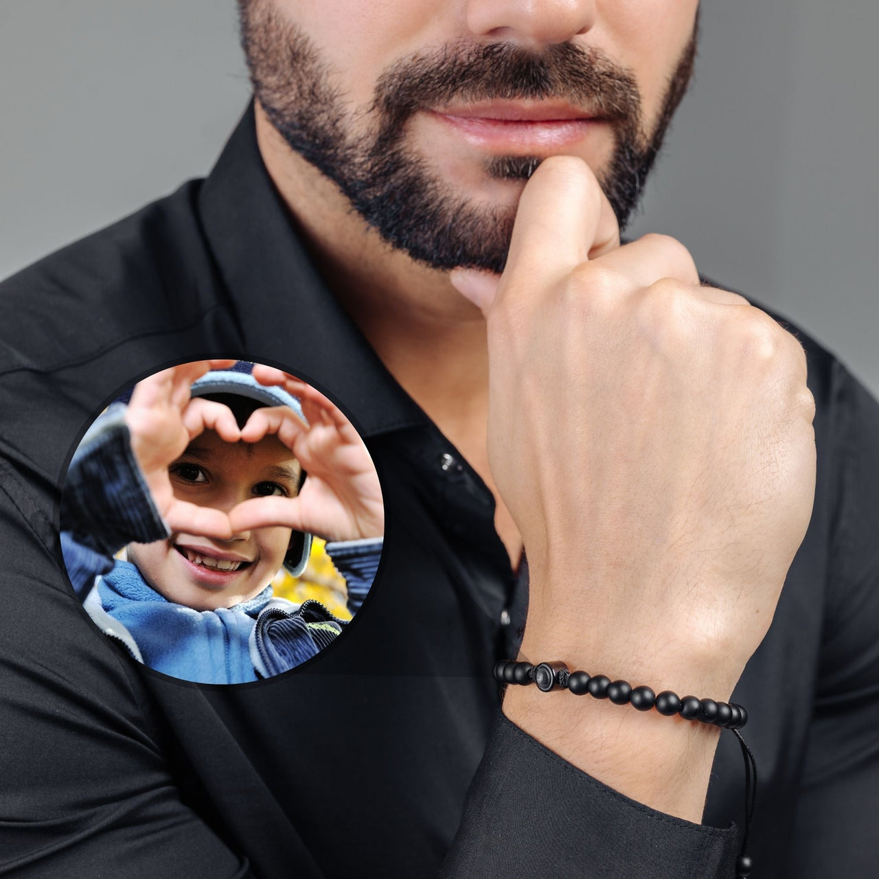 Man Bracelet - Men's Personalised Bracelet - Minimalist Personalized Photo Bracelet - Personalized Gift for Men - Custom Jewelry for Him - Custom Bracelet Picture - Personalised Photo Gift Bracelet Brother & Sisters