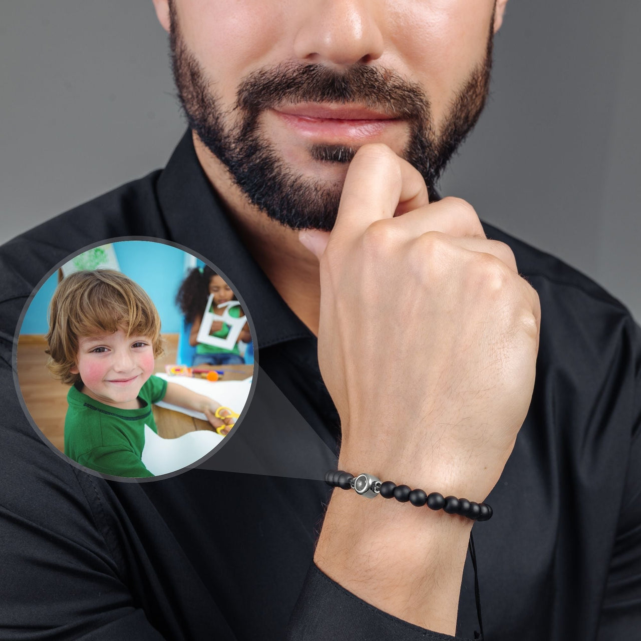 Man Bracelet - Men's Personalised Bracelet - Minimalist Personalized Photo Bracelet - Personalized Gift for Men - Custom Jewelry for Him - Custom Bracelet Picture - Personalised Photo Gift Bracelet Brother & Sisters