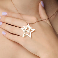 Thumbnail for Stars Name Necklace - Custom Name Necklace - Gifts for Mother's Day - Gifts for Mom - Personalized Gift Necklace Rose Gold / 2 Stars Brother & Sisters
