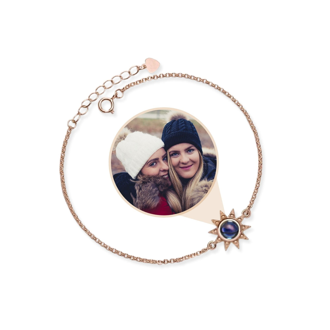 Sun Personalized Photo Bracelet - Personalized Gift for Women - Custom Jewelry for Her - Custom Bracelet Picture - Personalised Photo Gift Bracelet Rose Gold Brother & Sisters