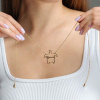 Thumbnail for Turtle Name Necklace - Custom Name Necklace - Necklaces for Moms - Personalized Necklace - Necklace for Best Friend Necklace Brother & Sisters