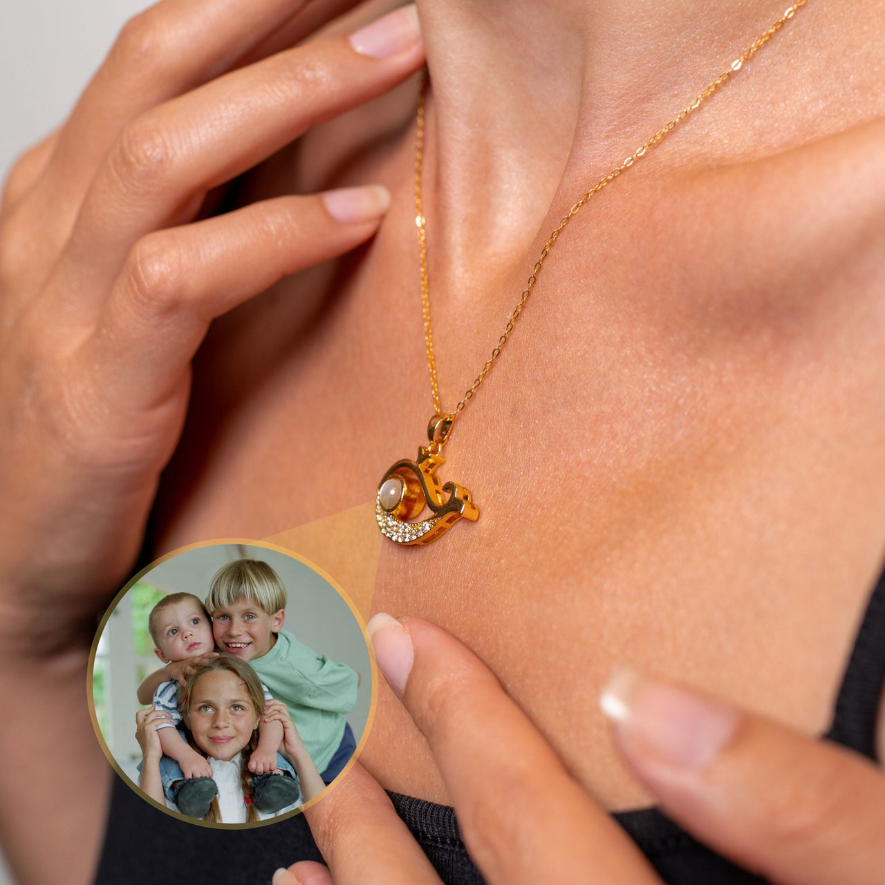 Whale Photo Necklace Photo Personalised Necklace  - Photo Necklace - Photo Projection Necklace Necklace Brother & Sisters