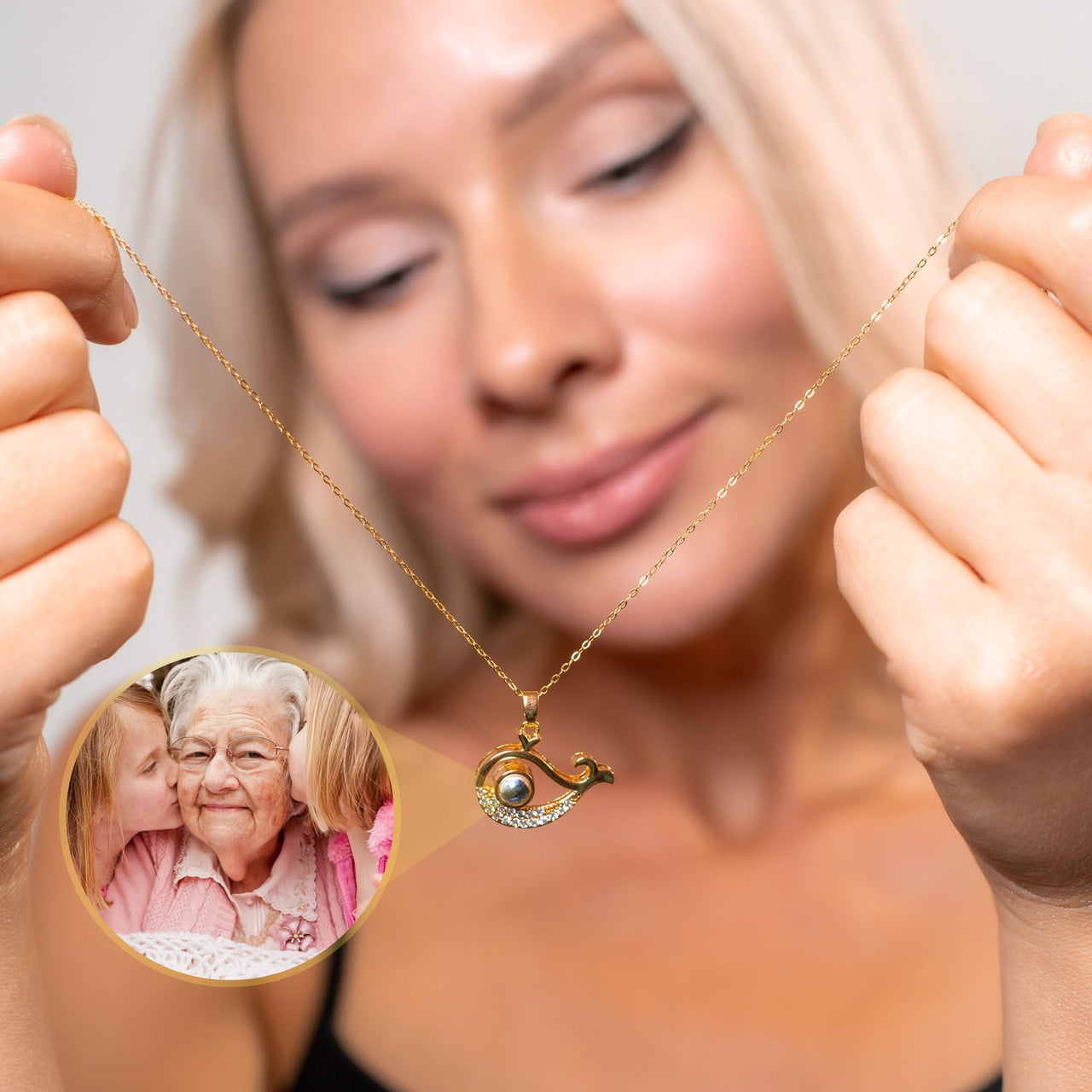 Whale Photo Necklace Photo Personalised Necklace  - Photo Necklace - Photo Projection Necklace Necklace Brother & Sisters