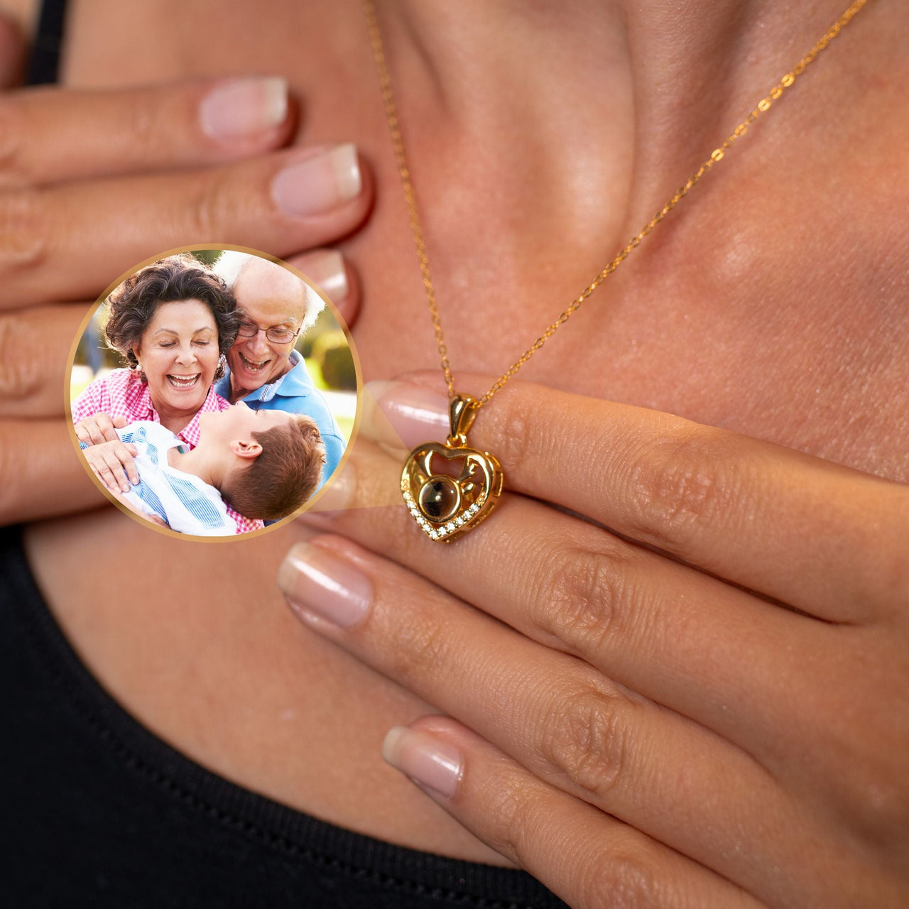 Winter Photo Necklace Photo Personalised Necklace  - Photo Necklace - Photo Projection Necklace Necklace Brother & Sisters