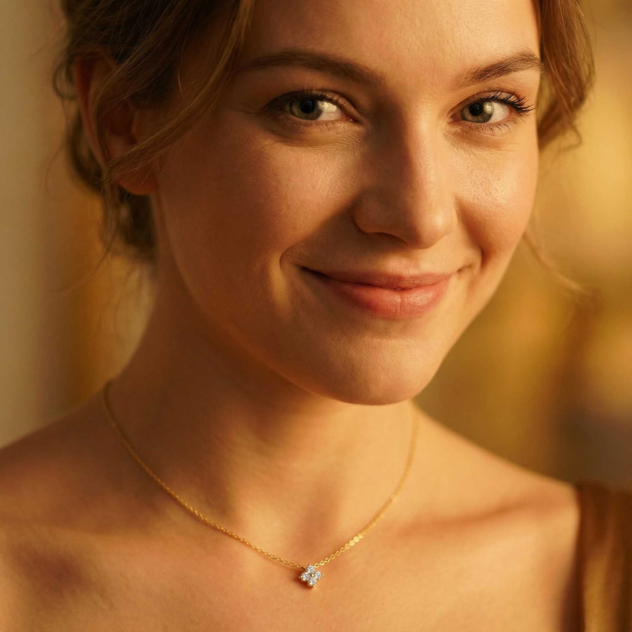 Kristall Blumen Anhänger Kette