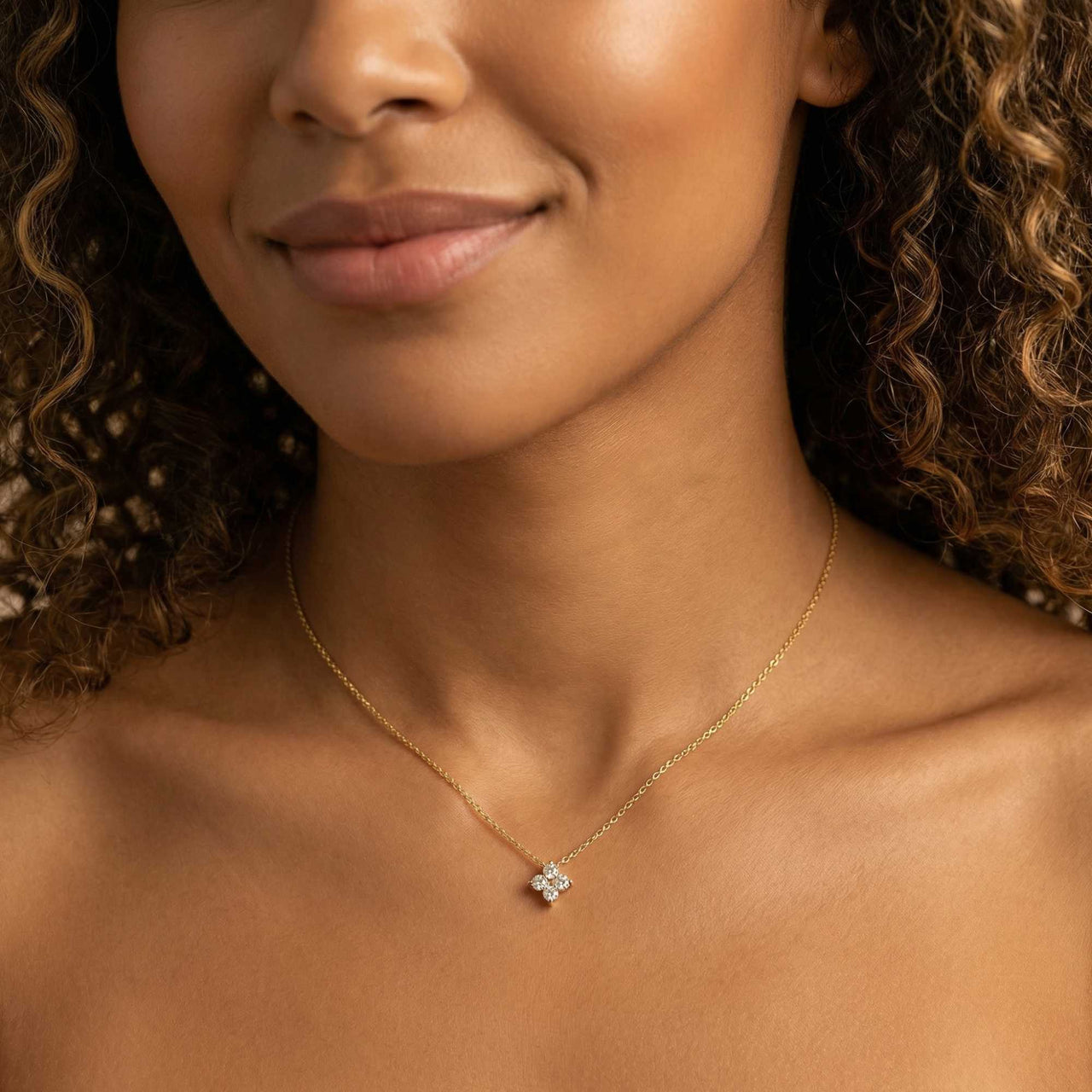 Kristall Blumen Anhänger Kette