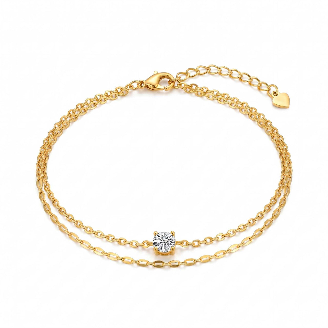 Amalfi Fußkettchen Gold Zweilagig