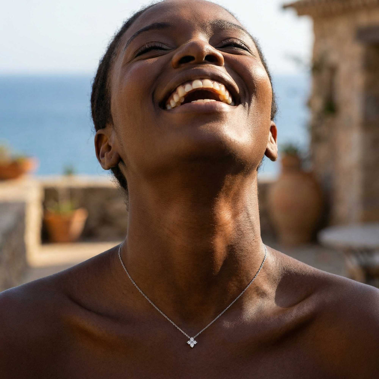 Kristall Blumen Anhänger Kette