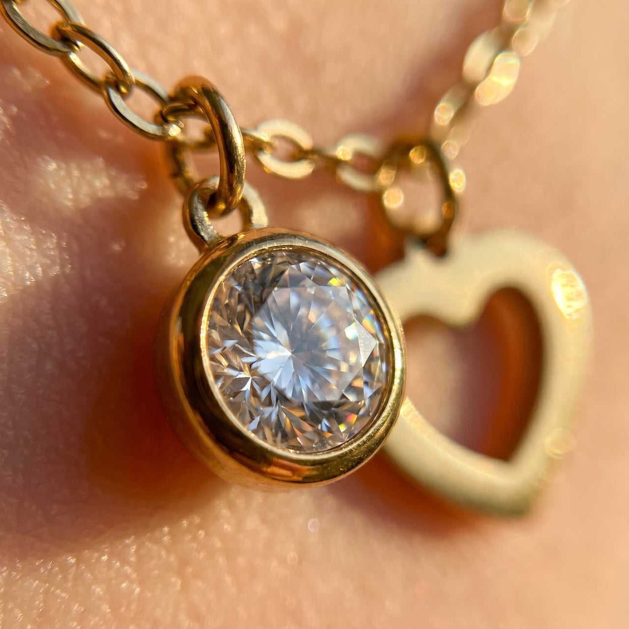 Fußkettchen Gold Herz & Kristall