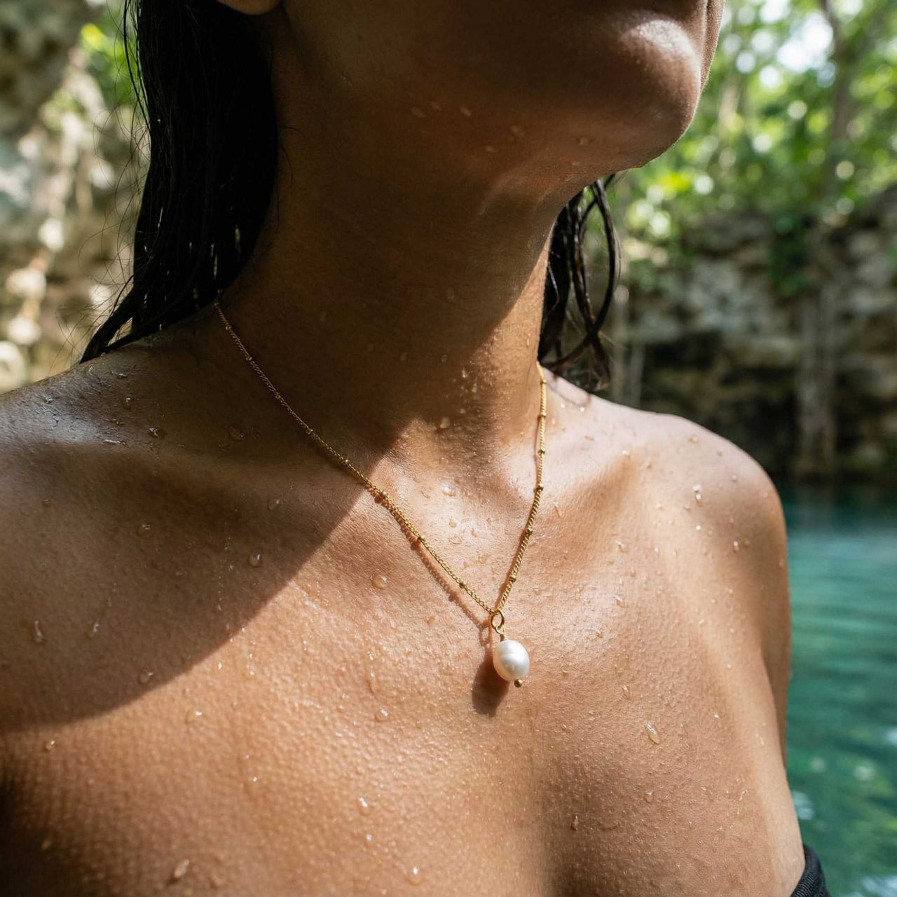 Perlen Tropfen Halskette