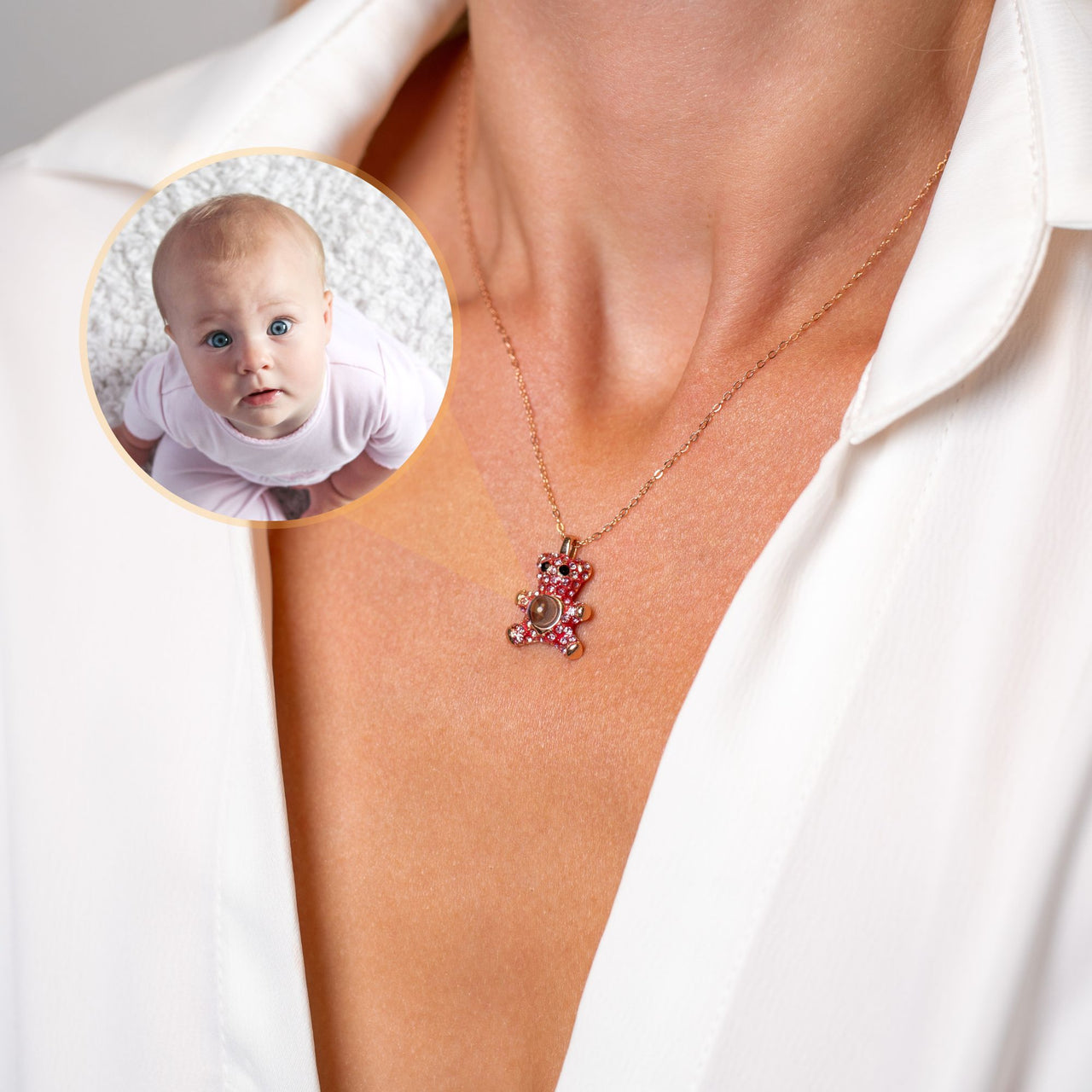 Teddy Bear Photo Necklace