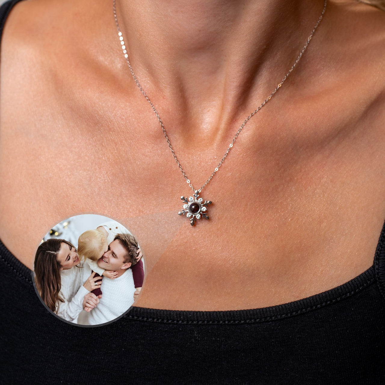 Snowflake Photo Necklace