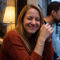 Thumbnail for Woman laughing, wearing the gold bracelet | SKU: 42006-gold