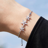 Thumbnail for Armband blumen — Nahaufnahme der Details, Silber | SKU: 422177-white-gold-XS-S