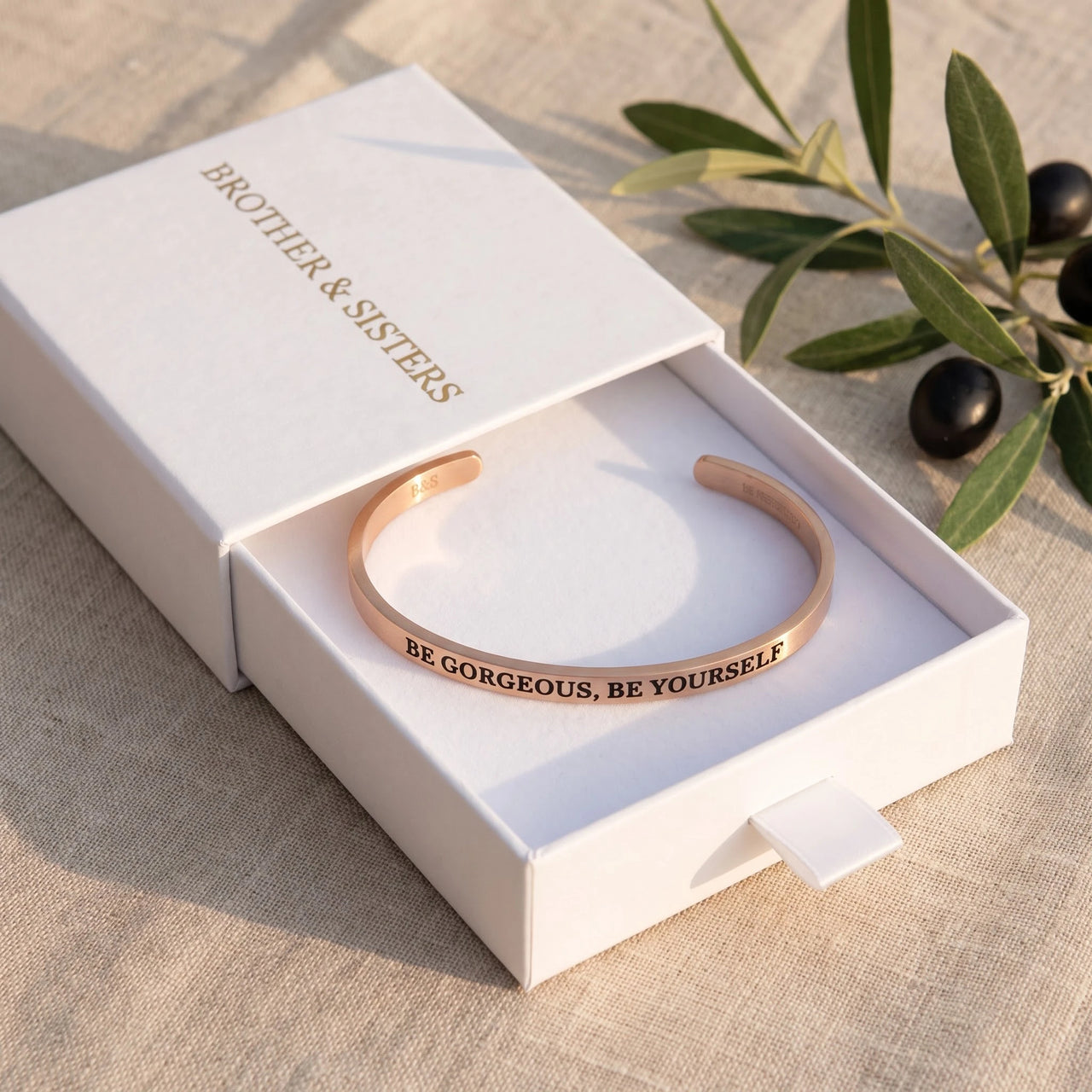 Armband mit spruch — in der Geschenkbox, Roségold | SKU: bgby-rg