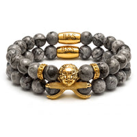 Thumbnail for Gold Lion & Grey Stones Set – studio packshot | Brother & Sisters | SKU: 21039839SET-gold-XS-14-15, 21039839SET-gold-S-16-17, 21039839SET-gold-M-18-19, 21039839SET-gold-L-20-21, 21039839SET-gold-XL-22-23