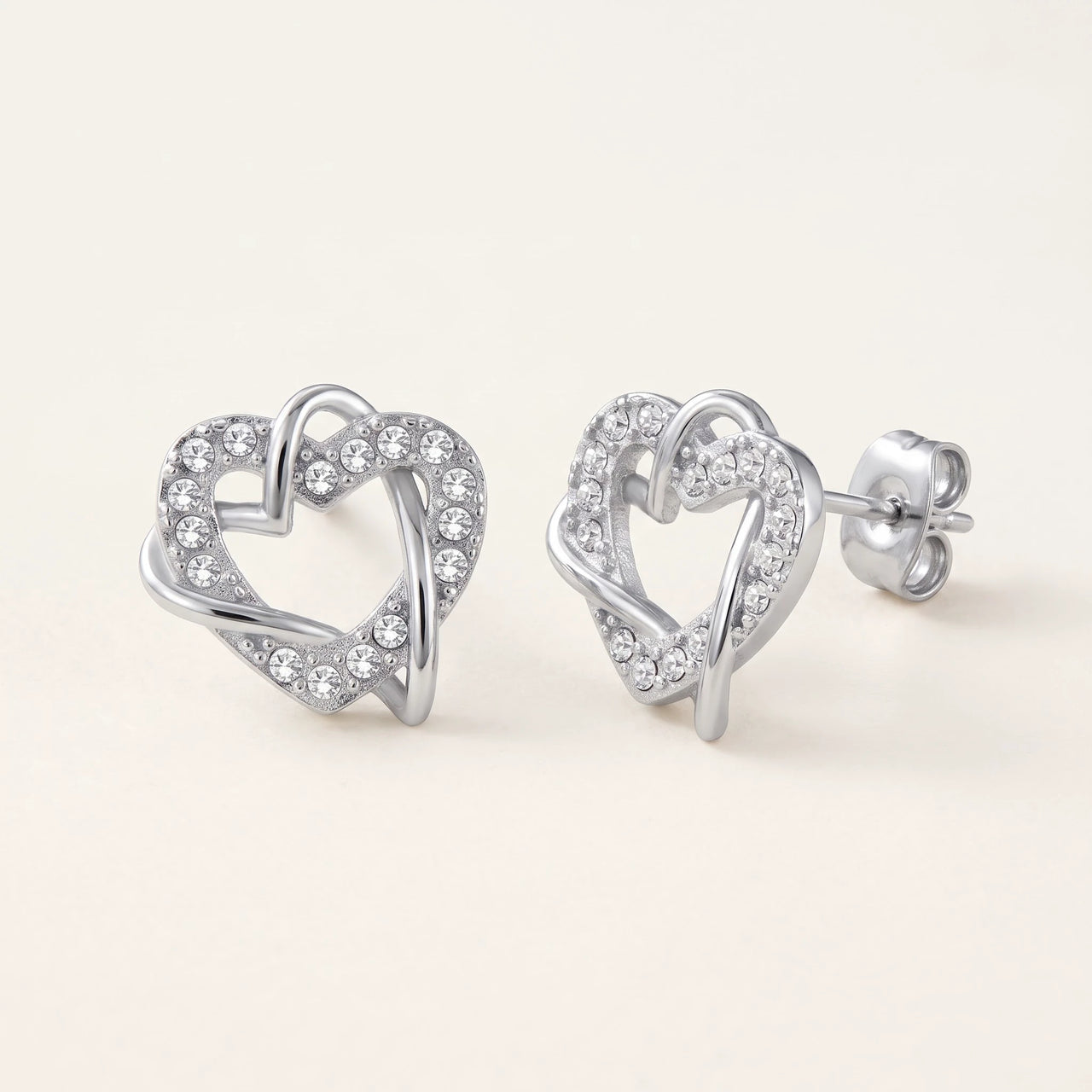 Ohrringe herz silber — Produktfoto auf weißem Hintergrund, Silber | SKU: 4478648-platinum-plated-clear
