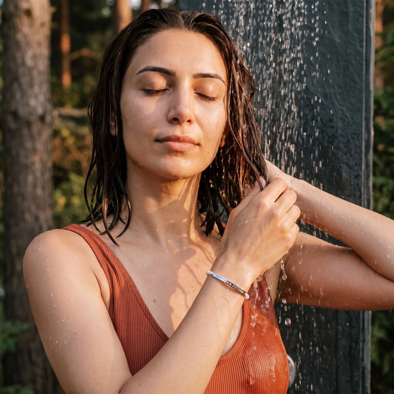 Armband weiß — unter der Dusche getragen, wasserfest, Silber | SKU: laperle-wg