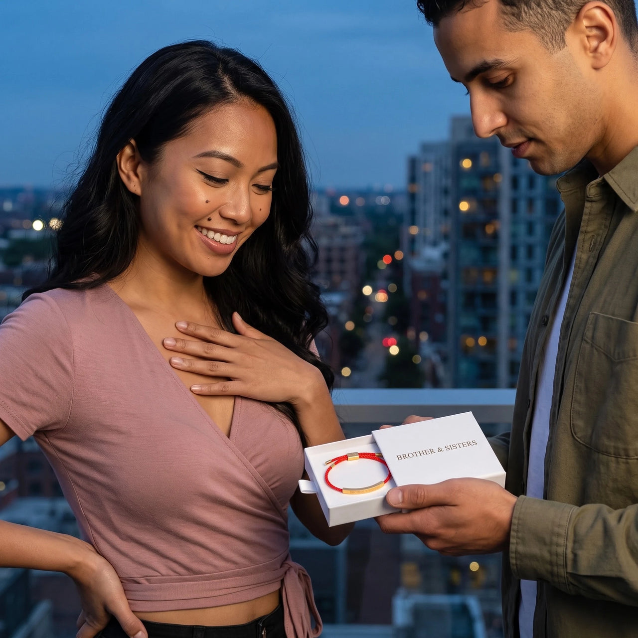 Rotes armband — als Geschenk überreicht, Gold | SKU: lamour-g