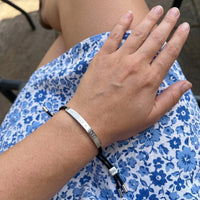 Thumbnail for Stoffarmband — getragen, echte Größe, Silber | SKU: lecaviar-wg