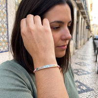 Thumbnail for Stoffarmband — getragen im Alltag, Silber | SKU: lecorail-wg