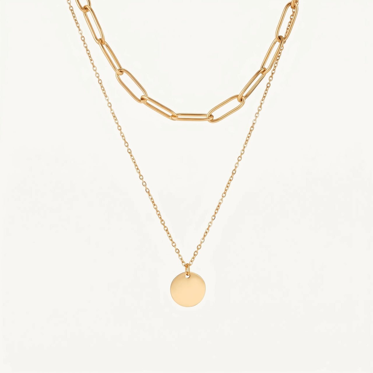 Kette mit plättchen — Produktfoto auf weißem Hintergrund, Gold | SKU: le-tendance-g