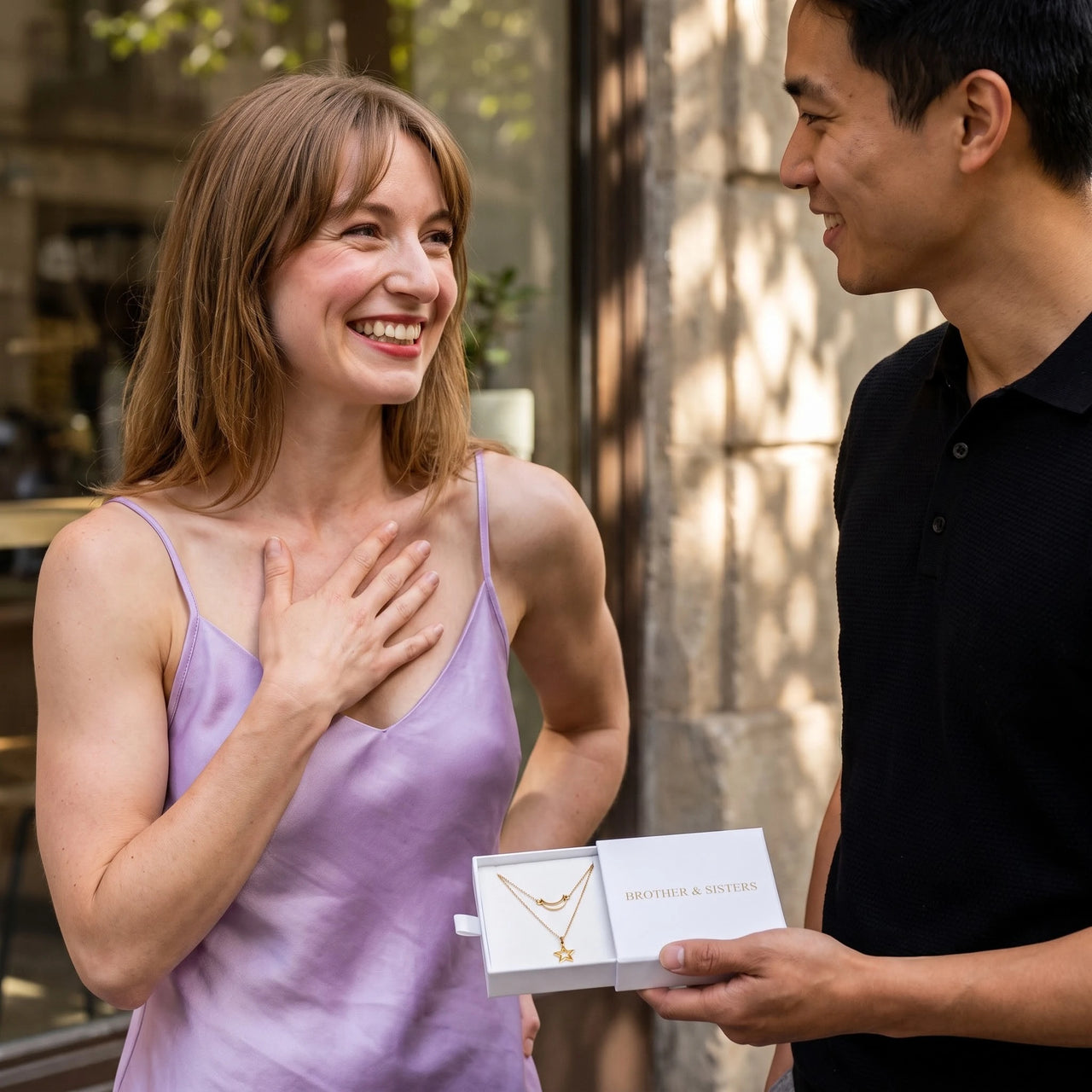 Mond und stern kette — als Geschenk überreicht, Gold | SKU: letoile-g