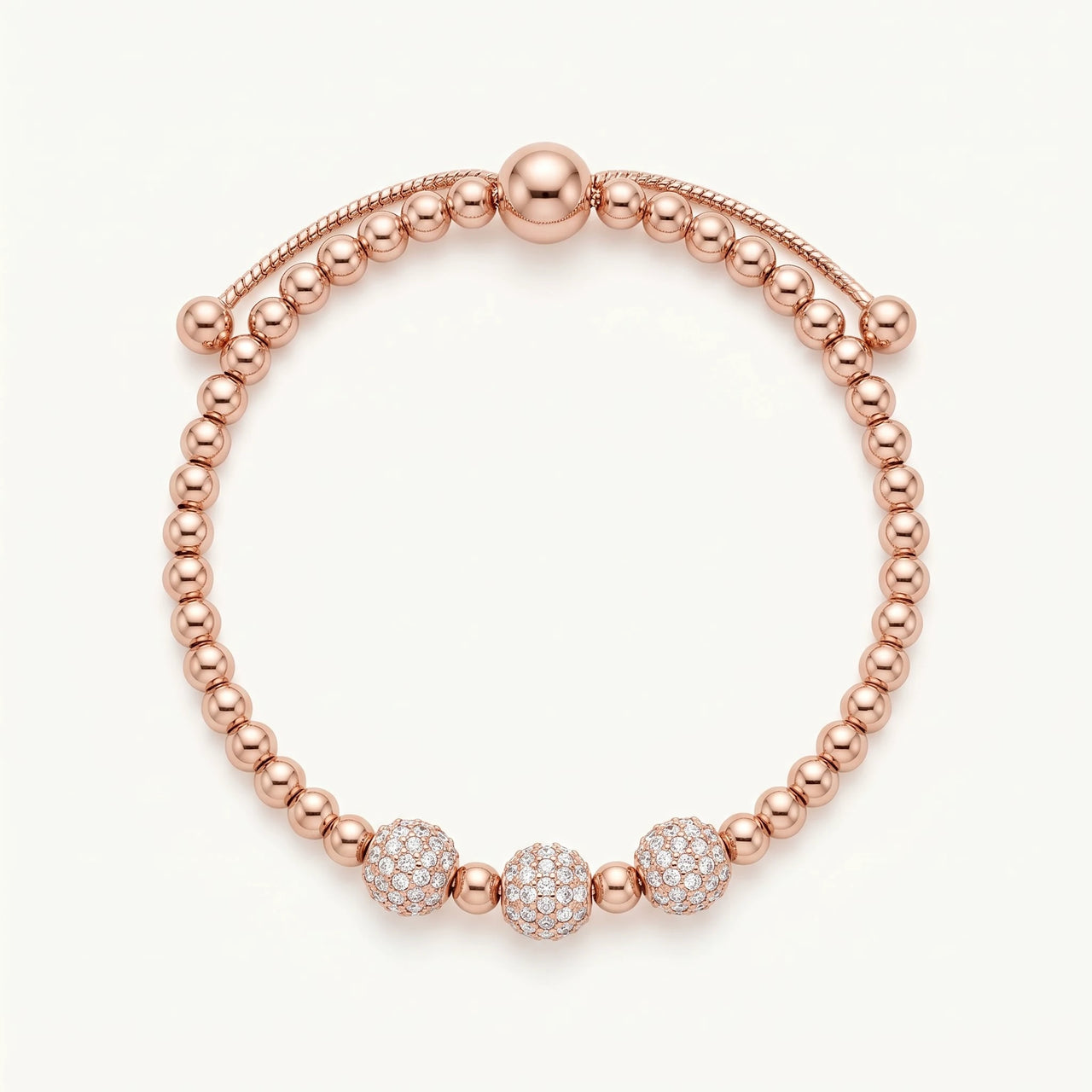 Kugelarmband — Produktfoto auf weißem Hintergrund, Roségold | SKU: 25535342-rose-gold