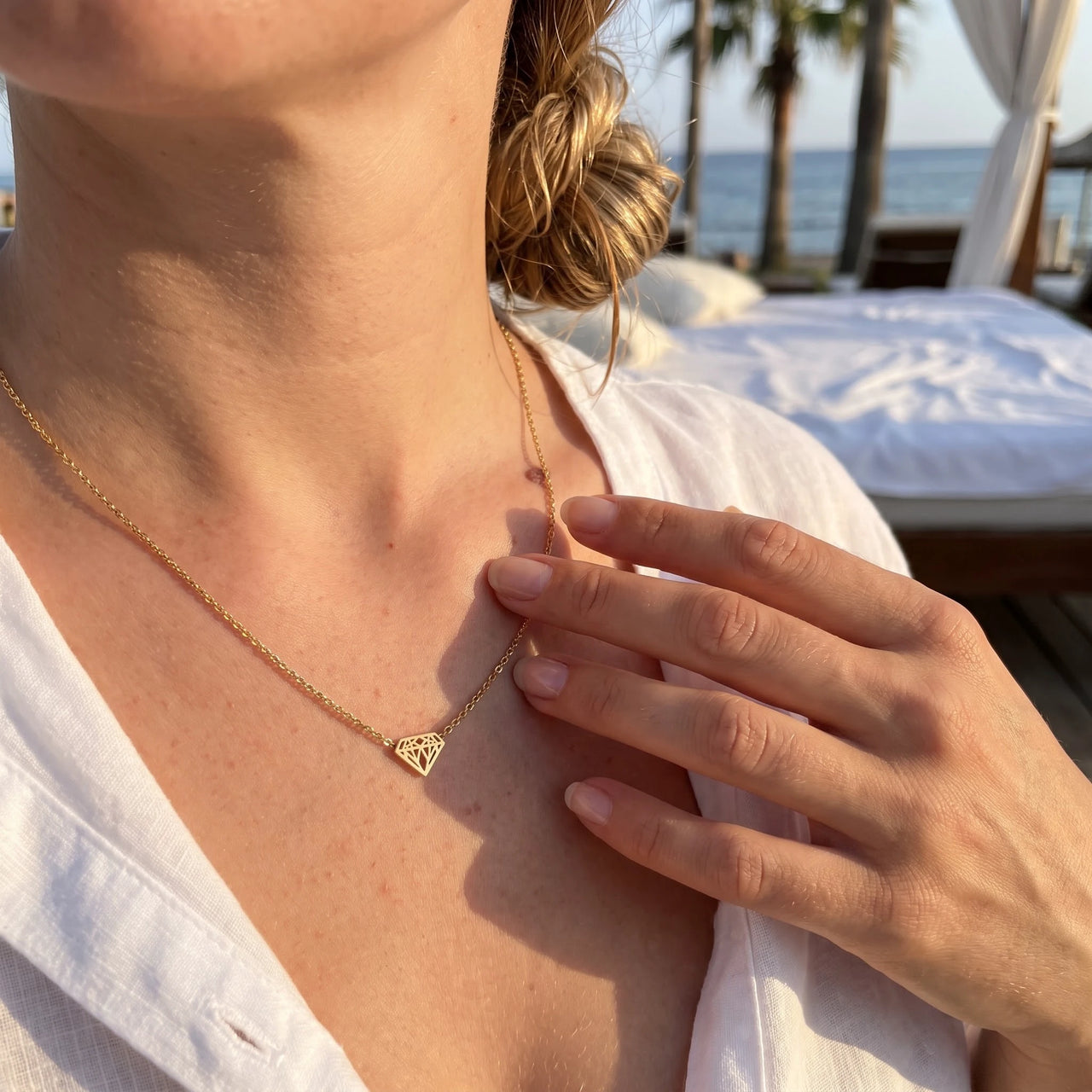 Kette mit anhänger damen — getragen, echte Größe, Gold | SKU: 12791388-gold