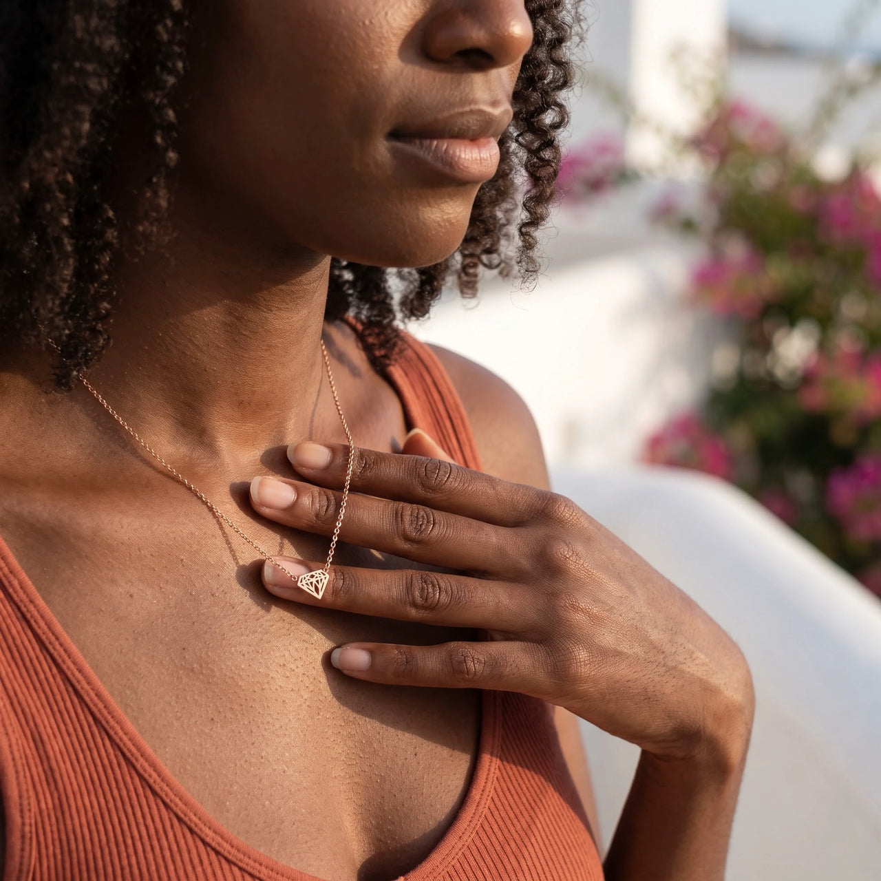 Kette mit anhänger damen — getragen im Alltag, Roségold | SKU: 12791388-rose-gold