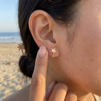 Thumbnail for Palmen ohrringe — getragen, echte Größe, Roségold | SKU: 10287609-rose-gold-color