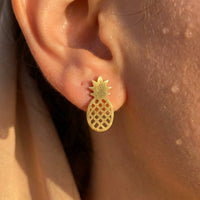 Thumbnail for Ananas ohrstecker — Nahaufnahme der Details, Gold | SKU: 437186-gold-color