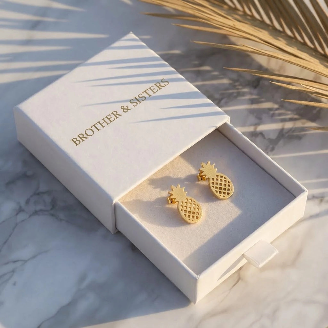 Ananas ohrringe — in der Geschenkbox, Gold | SKU: 437186-gold-color