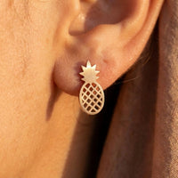 Thumbnail for Ananas ohrstecker — Nahaufnahme der Details, Roségold | SKU: 437186-rose-gold-color