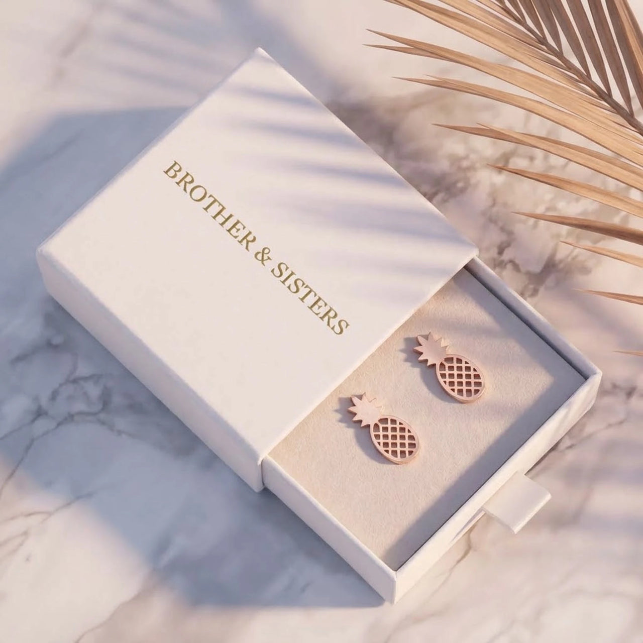 Ananas ohrringe — in der Geschenkbox, Roségold | SKU: 437186-rose-gold-color