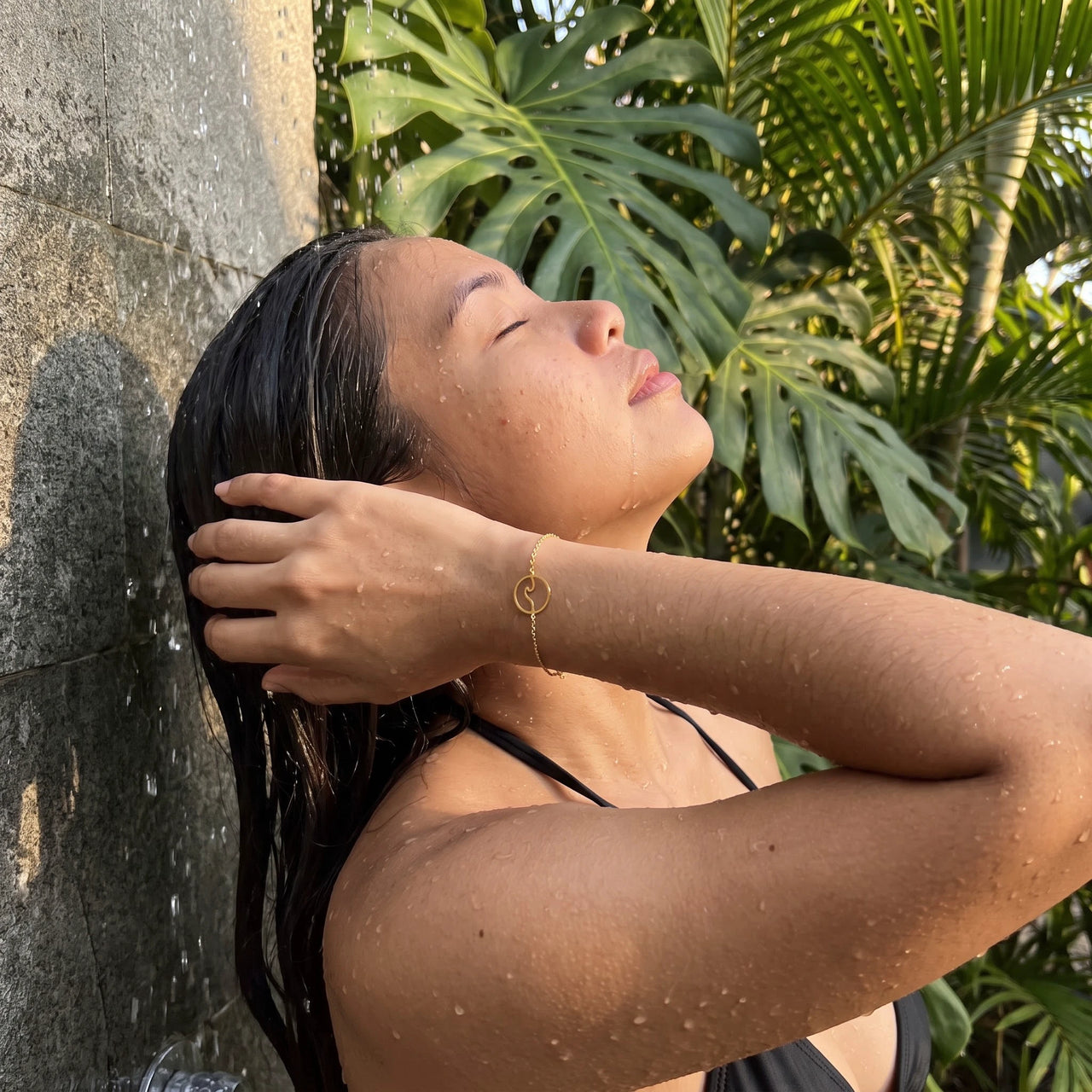 Surfer armband — unter der Dusche getragen, wasserfest, Gold | SKU: 17429078-gold