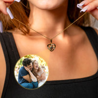 Thumbnail for Love Photo Personalised Necklace  - Rose Gold Heart Necklace - Custom Necklace Necklace Gold Brother & Sisters